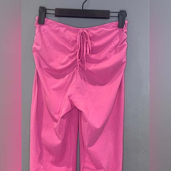 Pink Drawstring Ruched Flare Leg Pants - Picture 6 of 7